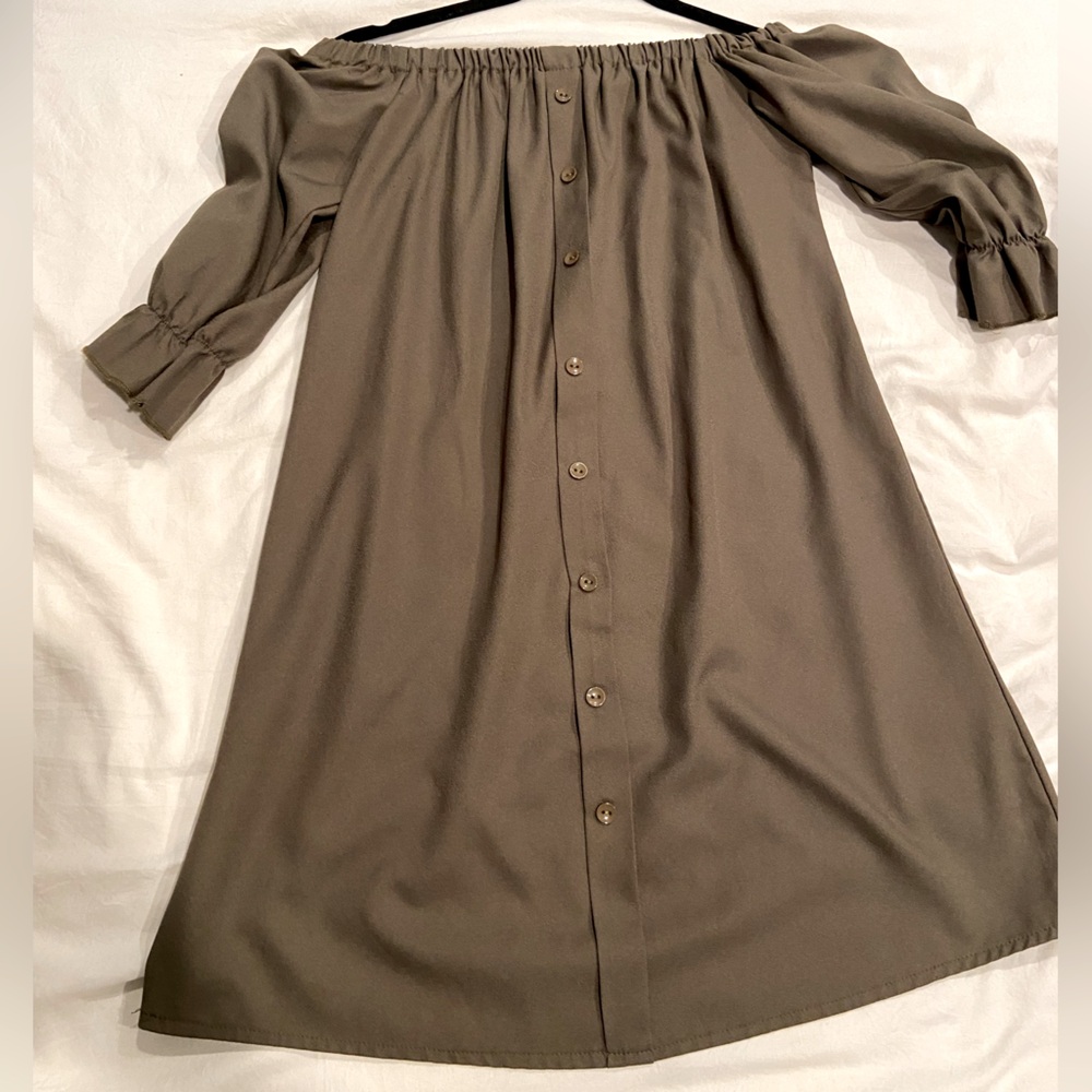 Olive Off-Shoulder Mini Dress